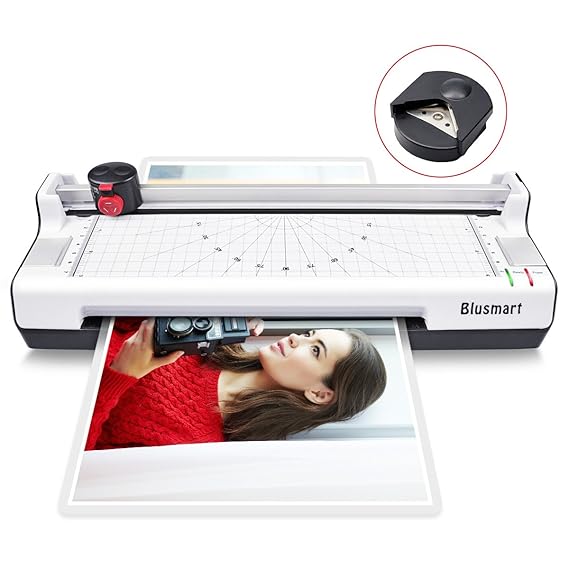 3 in 1 Blusmart BL 01 Laminiergerät, A4, Rotationsschneidemaschine/Eckenrunder/10 Laminierhüllen, weiß