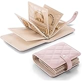 Vlando Travel Jewelry Organizer Case,Travel Gifts for Women,Portable Jewelry Storage Book Ring Binder with Clear Zipper Velvet Jewelry Pouch Bag-Pink