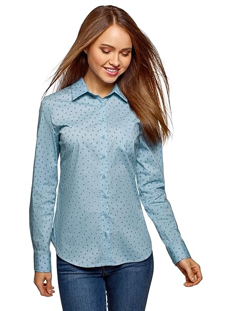 oodji Ultra Damen Baumwoll-Hemd Basic