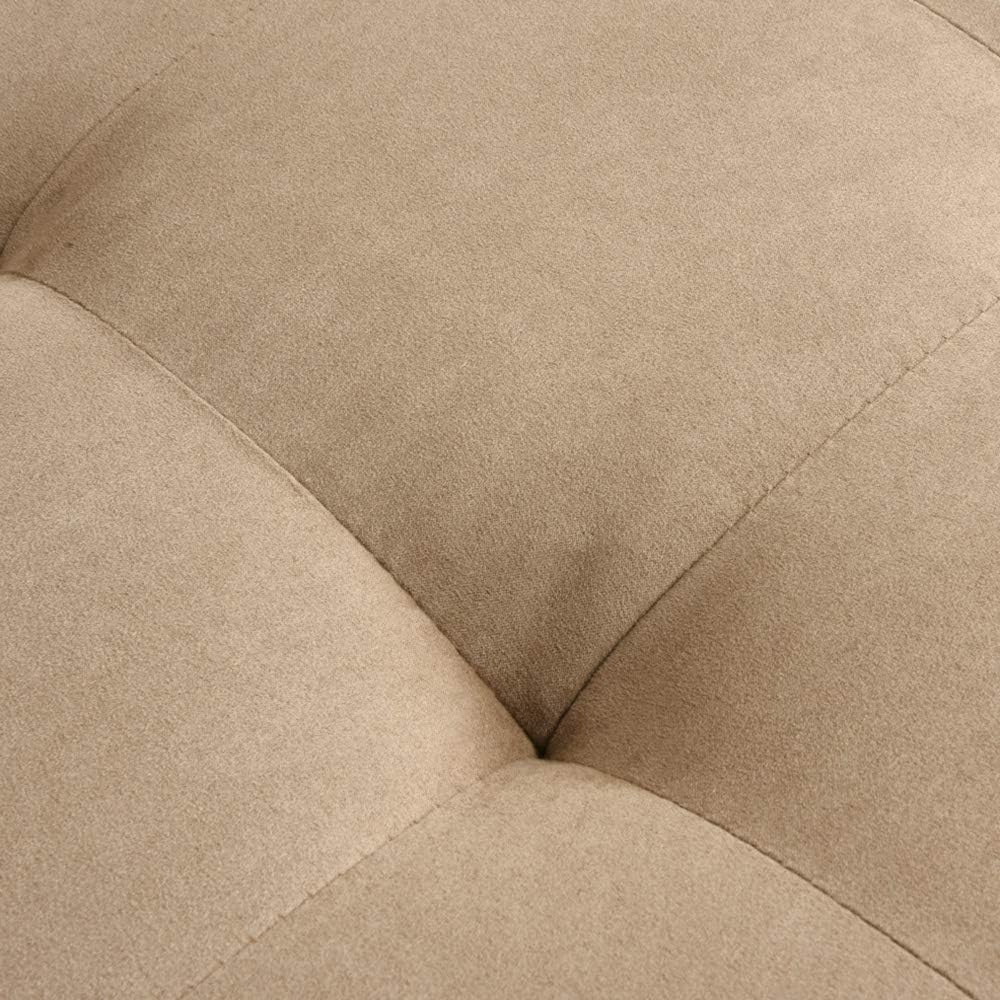 Casa Andrea Modern 3-Piece Microfiber and Faux Leather Sofa and Ottoman Set, 102" W (Beige): Furniture & Decor