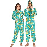 ZZXXB Bee Squirrel Onesie Pajamas for Adult Women Men Long Sleeves One Piece Onesies Zip Up Hooded Sleepwear S - XL