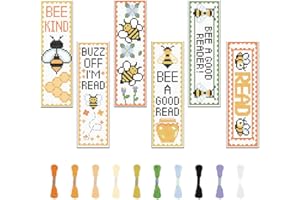 FREEBLOSS 6 Set Cross Stitch Bookmark Kits Insect Pattern Bookmark Cross Stitch Kits with Instructions Punch Needle Embroidery Kit for Beginners, Handmade Bookmarks for Book Lover Reading Day Gift