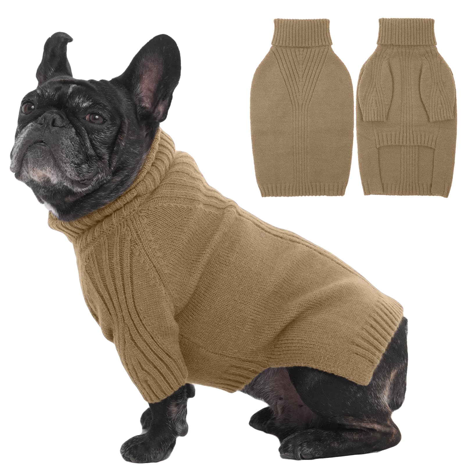 IECOii Large Dog Christmas Jumper - Turtleneck Thick Warm Boy Girl Dog Sweater for Big Dogs - Corgi French Bulldog Pug Warm Jumper