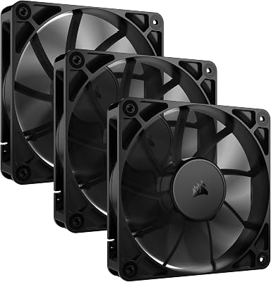 RS120 120 mm PWM Ventole – Connessione a Margherita – Basso Rumore – Cuscinetto a Cupola Magnetica – Confezione Tripla – Nero