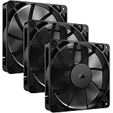 CORSAIR RS120 120mm PWM Fans &ndash; Daisy-Chain Connection &ndash; Low-Noise &ndash; Magnetic Dome Bearing &ndash; Triple Pack &ndash; Black
