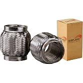 SUISFLXGRO Exhaust Flex Pipe (Interlock Lining OEM-Grade) 100% Stainless Steel SS304 For Heavy Duty and Cars (1 PC, 3X4)