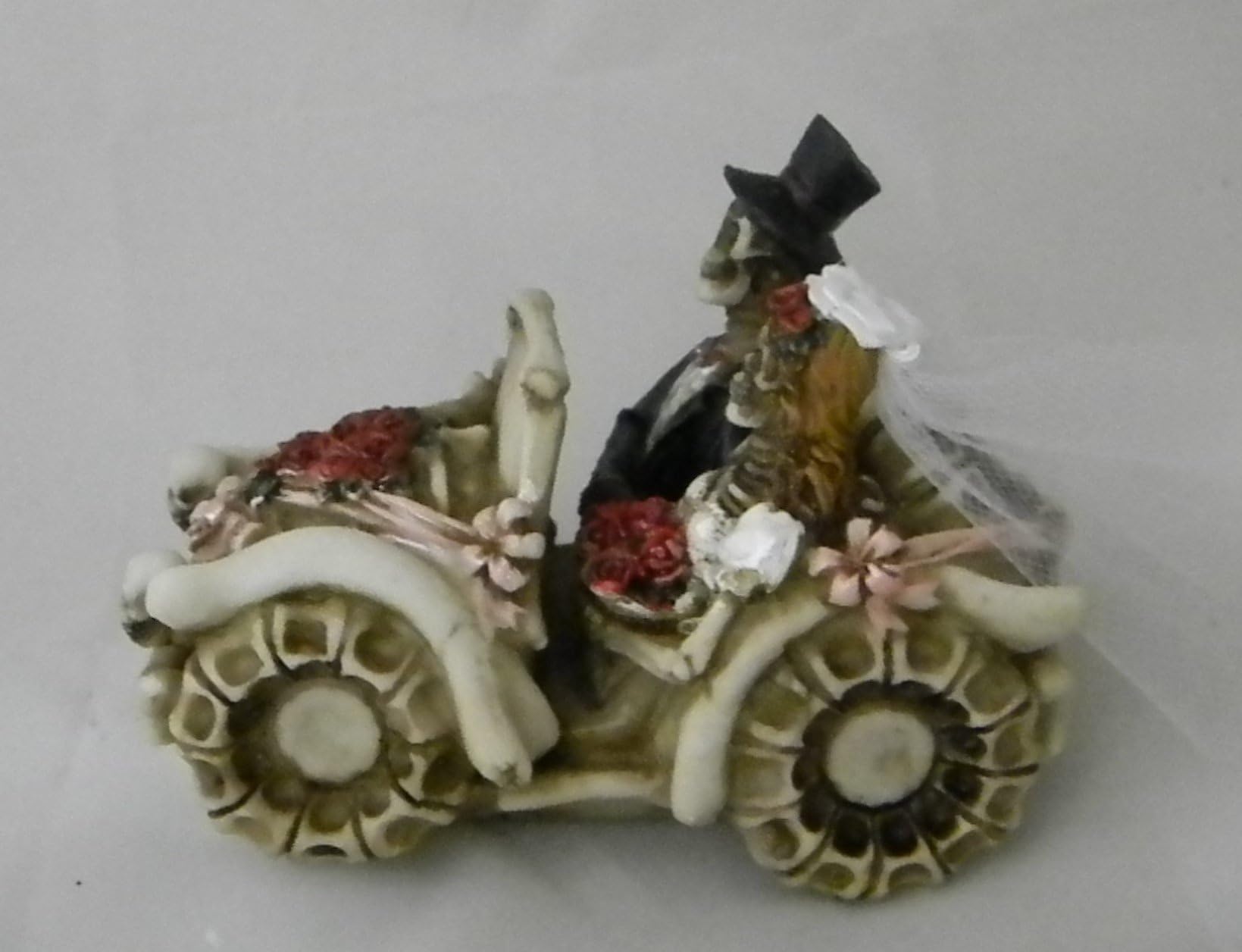 Wedding Reception Bride Groom Skeleton Car Gothic Cake Topper