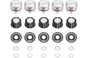 MECCANIXITY 5 Set WTH118 100K Potentiometer Kit, Single Turn Rotary Carbon Variable Potentiometers with Knobs Nuts Washers Di