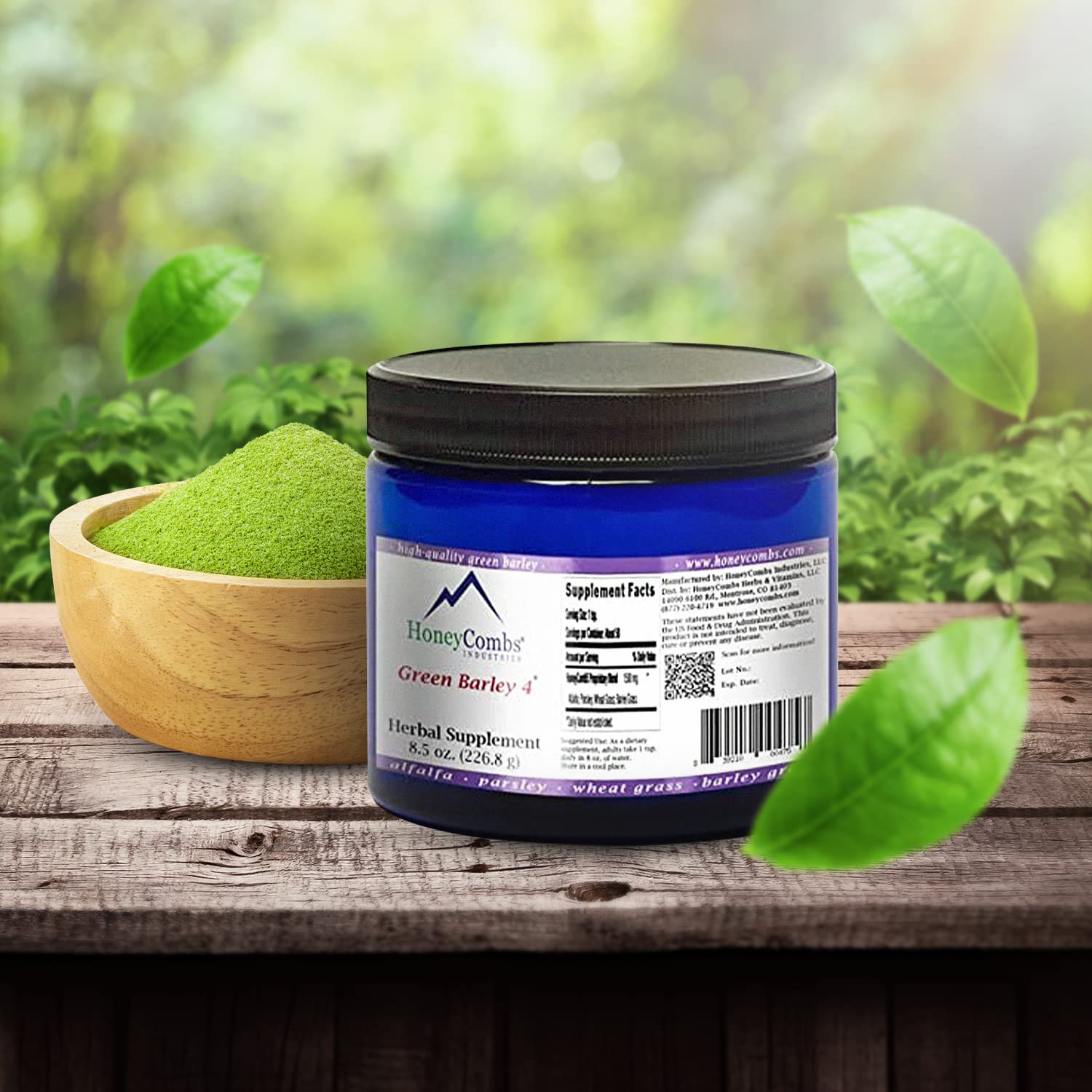 Green Barley 4 – Natural Chlorophyll - Superfood Greens and Chlorophyll Blend Powder Supplement – Nutrient Rich Organic Alfalfa, Barley Grass, Parsley & Wheat Grass Supplement, 8.5 Oz Powder