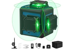 OMMO Laser Level, 12 Lines Green Laser Level Self Leveling Tool, 150ft Laser Level 360 Line Laser Two Vertical and One Horizontal Lines with 3600mAh Built-in Battery/Remote Control