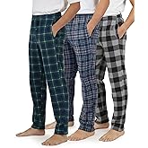 Real Essentials 3 Pack: Boys' Fleece Pajama Pants Soft PJ Bottoms for Kids Youth Teens Sleepwear (Ages 5-18)