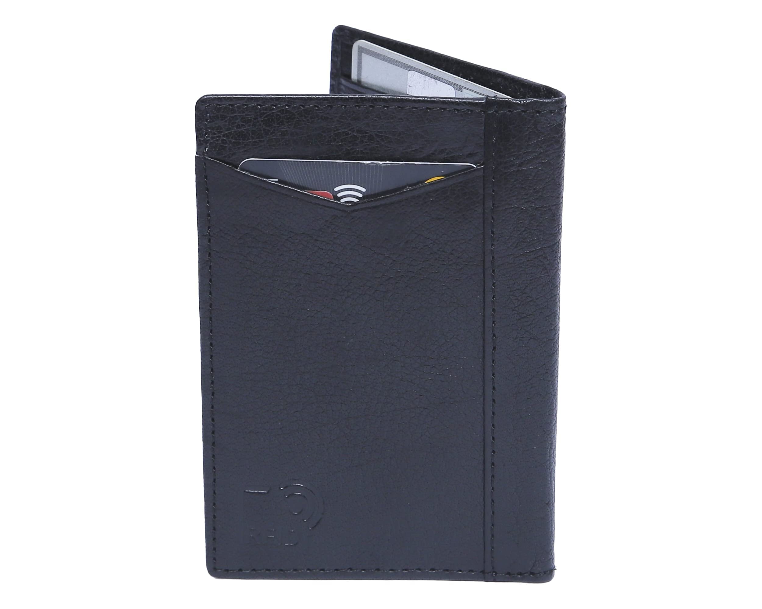 diodoro Credit Card Holder Wallet Men Women, 9 Card Slots, Super Slim RFID Blocking Thin Minimalist Design, Genuine Leather, Ideal for Travel - Black