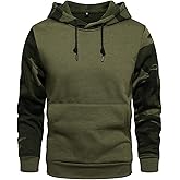 AOTORR Men's Pullover Hoodie Blend Fleece Long Sleeve Contrast Color Military Sweatshirt with Kanga Pocket