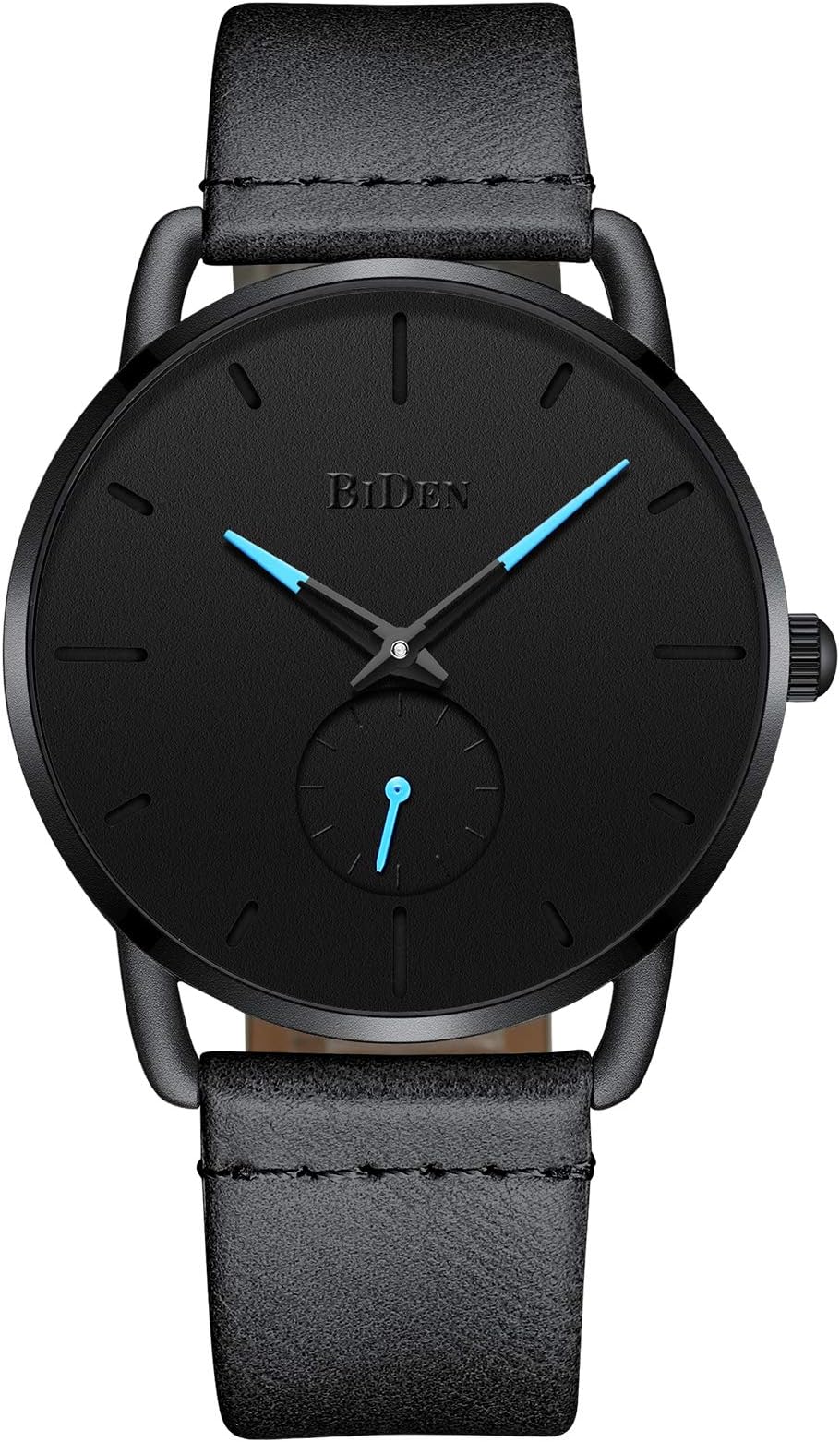 Mens Watch Fashion Luxury Dress Simple Designer Analog Watches Genuine Leather Leather Quartz Ultra Thin Watch - Black