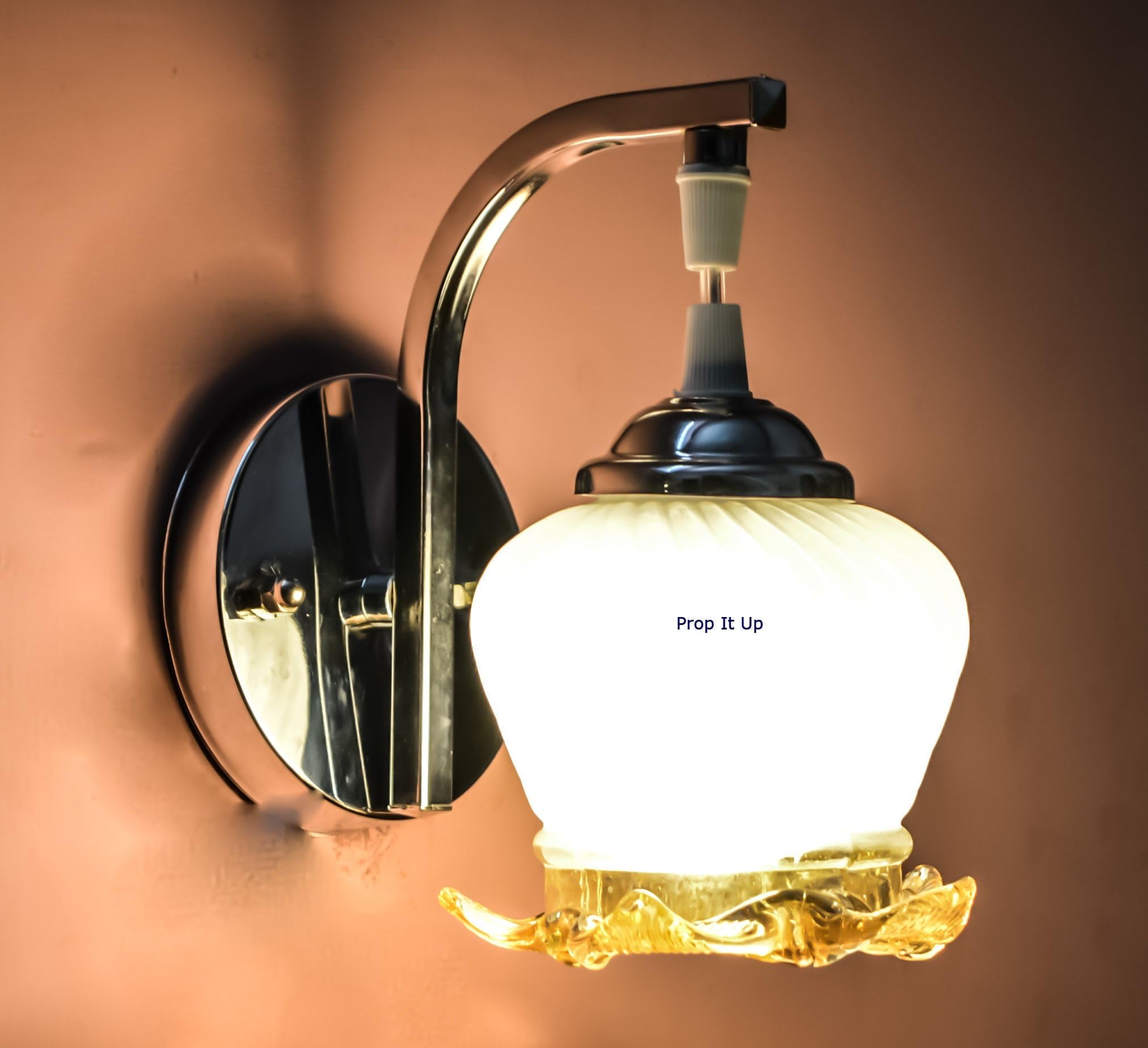Prop It Up SFL Smart Look Attractive Classy Chrome Wall Lamp for Home Intirior with White and Golden Glass.