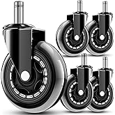 RidRed Office Chair Wheels - Replacement Rubber Wheels - Universal Fit 3 Inch Casters, Heavy-Duty Chair Casters, Noise Free, 