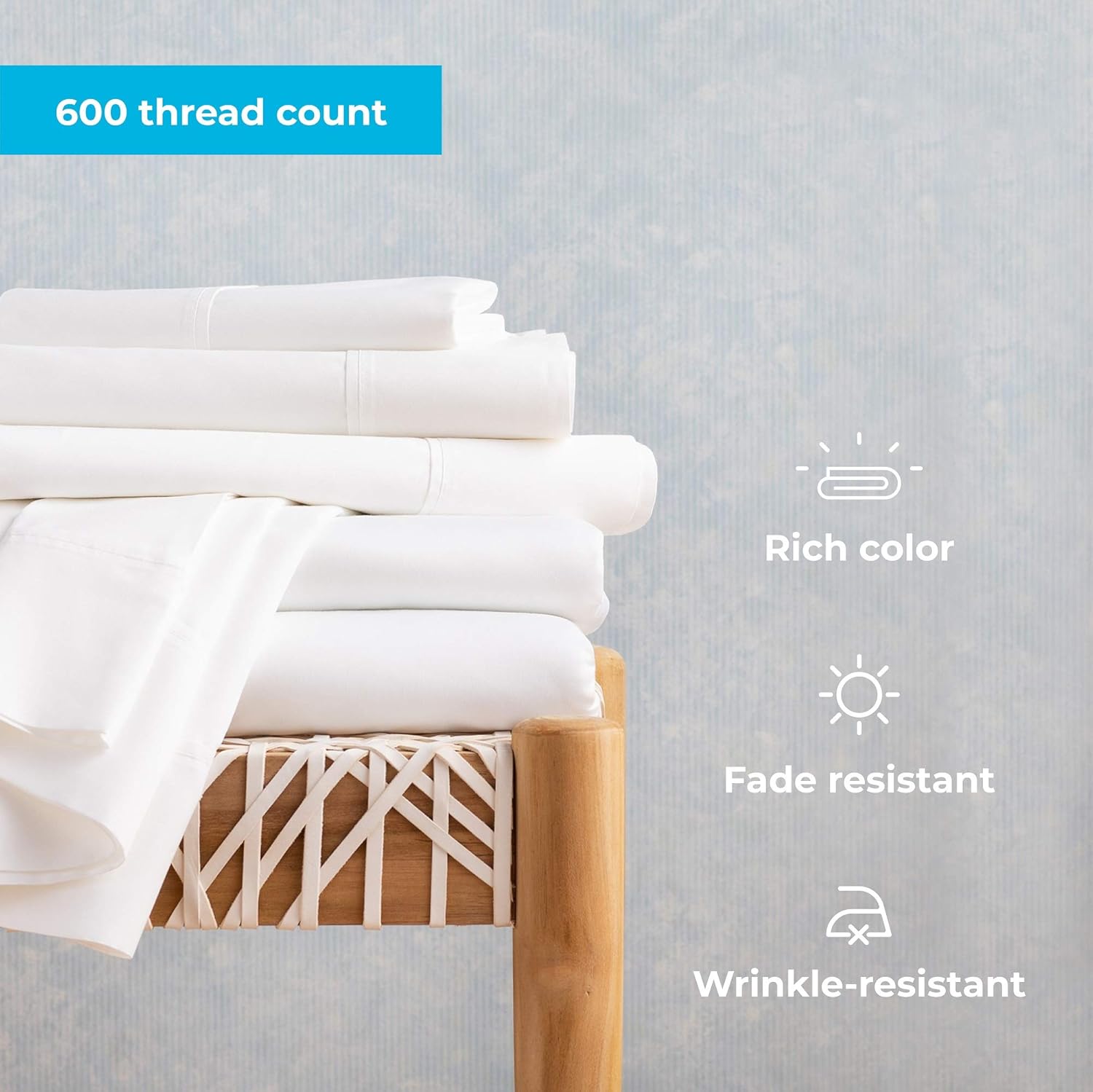 Linenspa 600 Thread Count Ultra Soft, Deep Pocket Cotton Blend Sheet Set - Queen - White: Home & Kitchen