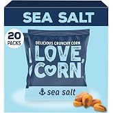 LOVE CORN Sea Salt Crunchy Roasted Corn Snack, 0.7oz x 20, Gluten Free | 3 Simple Ingredients, Non-GMO; Alternative to Chips, Nuts &amp; Crackers; Lunchbox and Office Snack