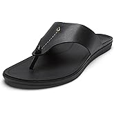 OLUKAI Ho'opio Mele Women's Leather Flip-Flop Sandal, Premium Full-Grain Leather, Comfortable Arch Support for Everyday Style