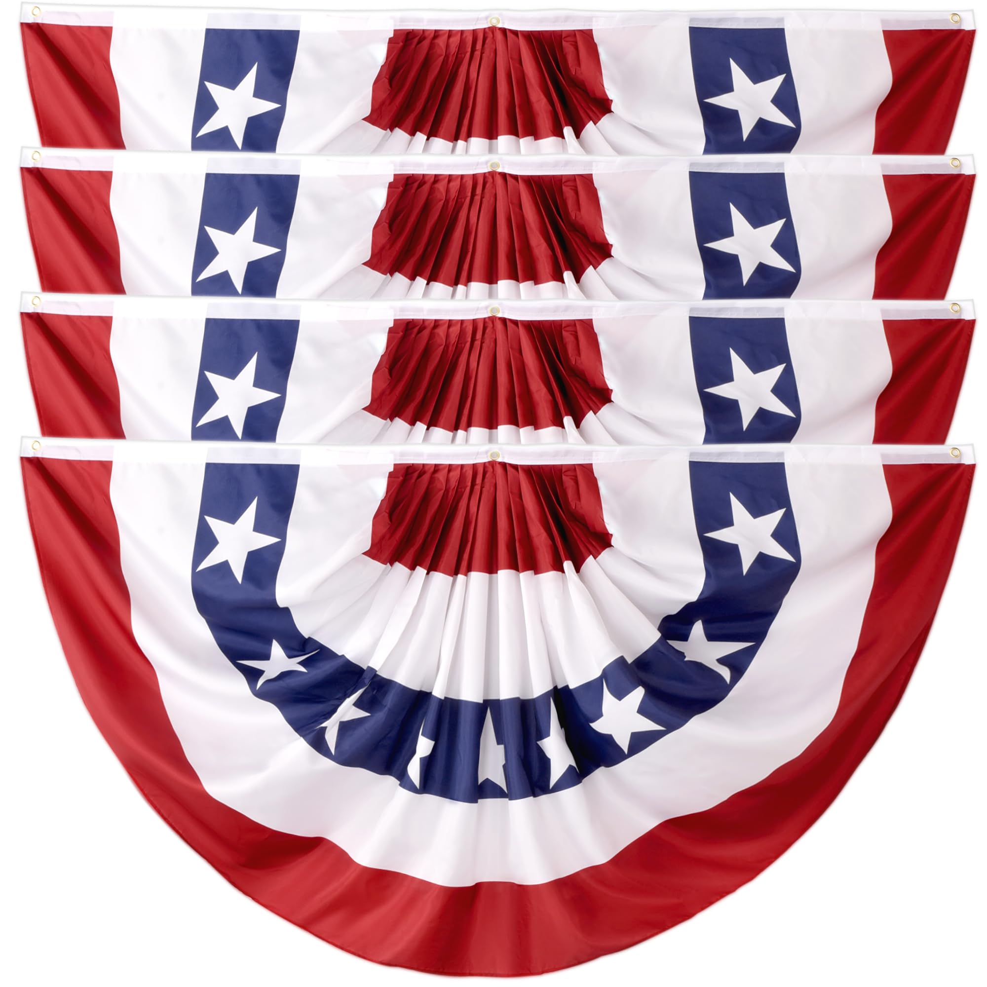 Photo 1 of **Front and back pictures**

3x6 FT American Patriotic Pleated Fan Flag - USA Bunting Flag for 4th of July Decorations Fourth of July Decorations, Half Fan Banner American Flags for Outside, Outdoor Porch Decor-4 Packs- 