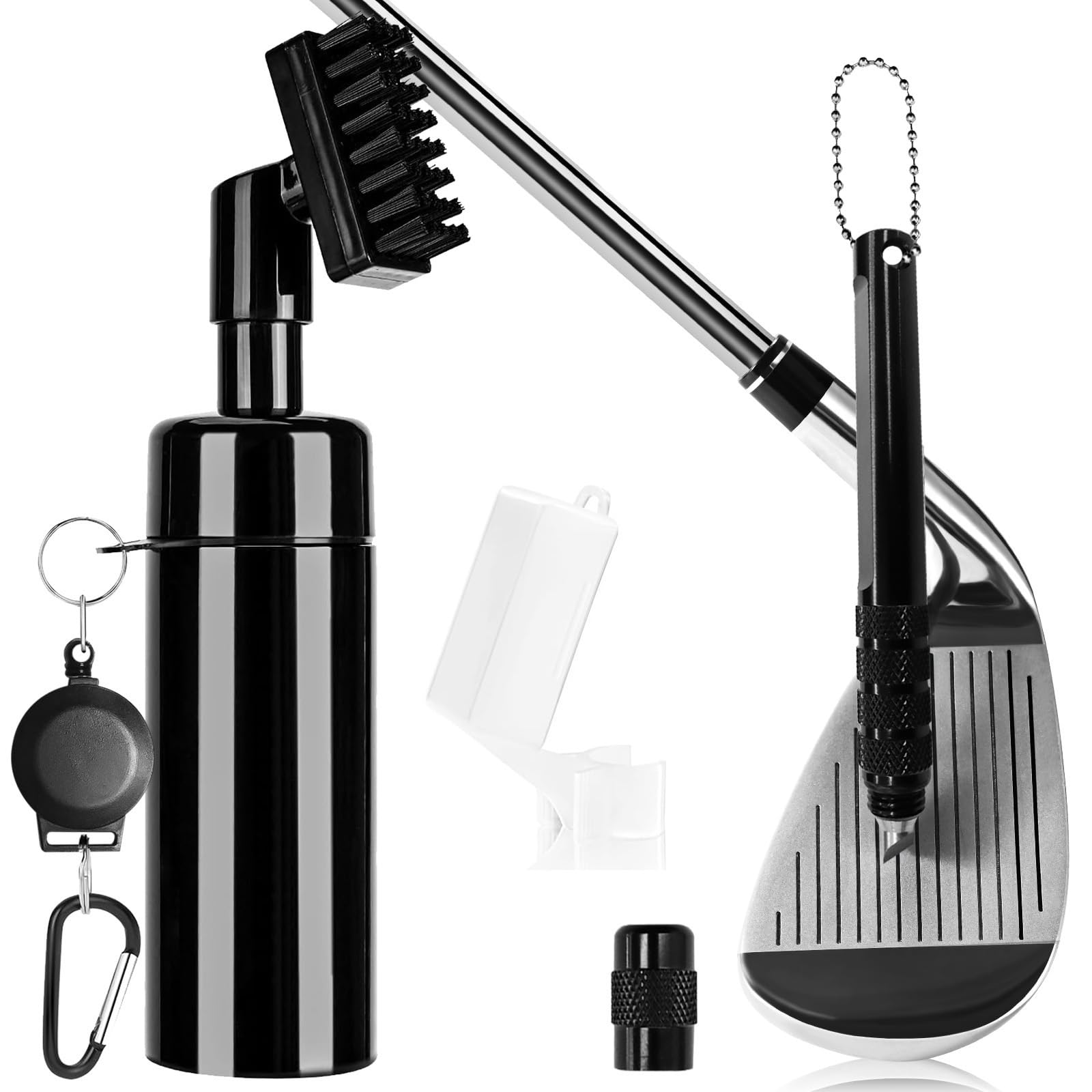 Golf Brush Squeeze Water and Groove Cleaner Sharpener Tool with Retainer Clip,Golf Cleaner Brush Essentials Golf Bag Accessories Golf Gifts