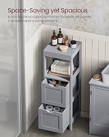 VASAGLE Bathroom Floor Cabinet Freestanding Storage 2 Drawers Dove Grey view 4
