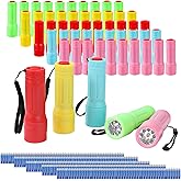 Hilngav 50 Pack 9-LED Mini Flashlight Bulk, Small Multicolor Flashlights with Lanyard, Batteries Included, for Hurricane Supplies, Christmas Gifts Stocking Stuffer