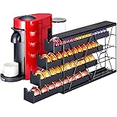 FlagShip 4-Tier Corner Coffee Pod Organizer for Nespresso Vertuo - 40+ Capsule Storage, Slim Metal Kitchen Countertop Space S