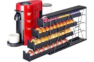 FlagShip 4-Tier Corner Coffee Pod Organizer for Nespresso Vertuo - 40+ Capsule Storage, Slim Metal Kitchen Countertop Space S