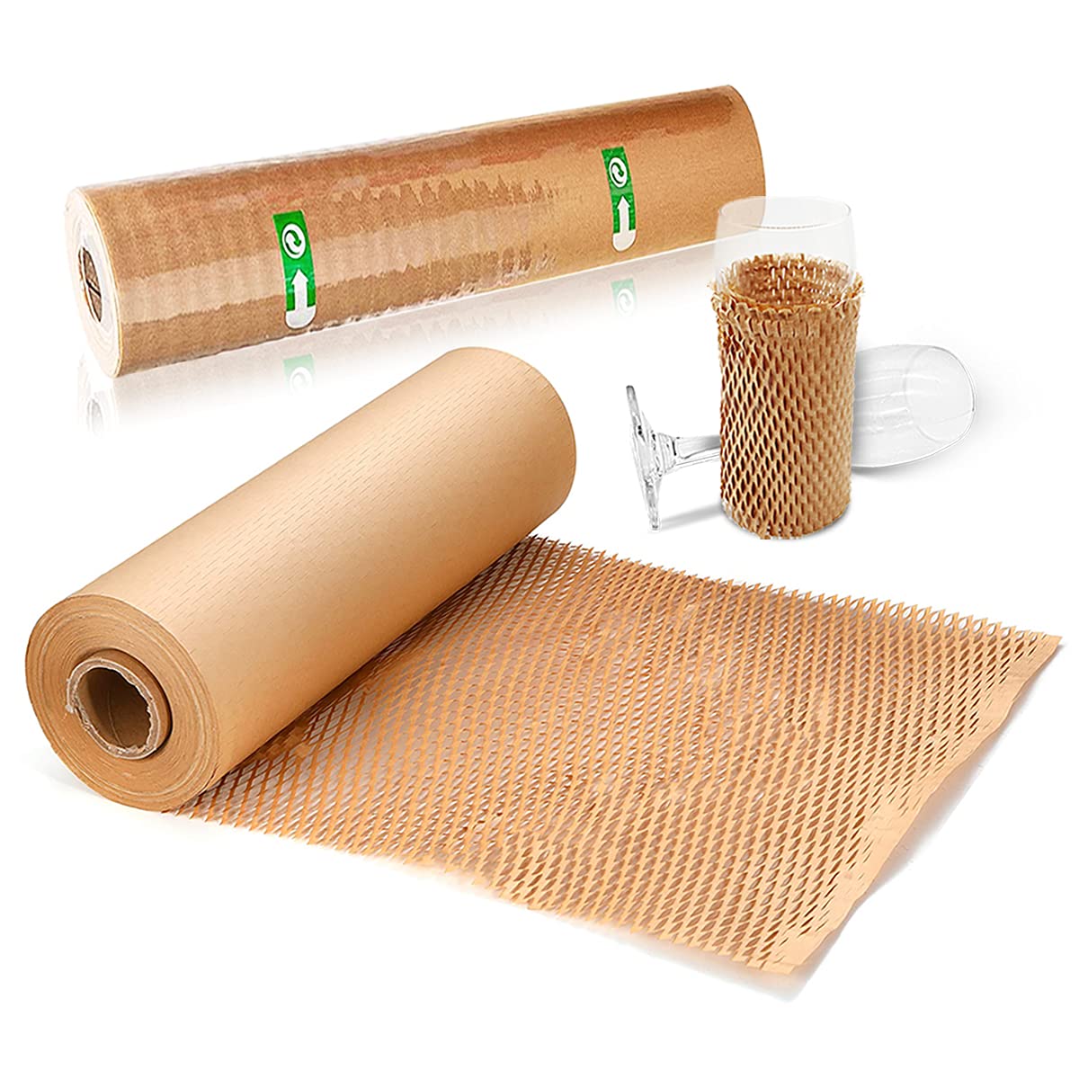 SZSYumUnion Honeycomb Packing Paper 92M x 30cm, Packing Materials for Fragile Items, Alternative to Bubble Wrap for Moving House, Packing Peanuts, Shipping Breakables, Packaging Paper Roll