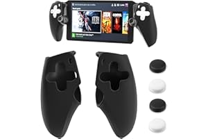 RHOTALL Silicone Grip Protective Case for PlayStation Portal,Soft Protection Skin Cover for PS Portal Remote Player,Shock Absorption Anti Fingerprint Handle Shell for PS5 Portal,4 Thumb Grips-Black