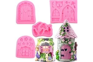Mujiang Enchanted Vintage Fairy Garden Fairy Gnome Home Door Snail Silicone Chocolate Fondant Molds Crafting Polymer Clay Cake Decorating Set Of 4