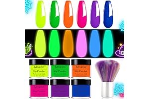 Mnk66 Glow in the Dark Nail Powder, 6 Colors Glow Dark Powder Dip Powder, Luminous Pigment Powder Fluorescent Neon Dipping Powder for Nail Art Decoration, Resin Craft(YYSDDPS-No.14-6PCS)