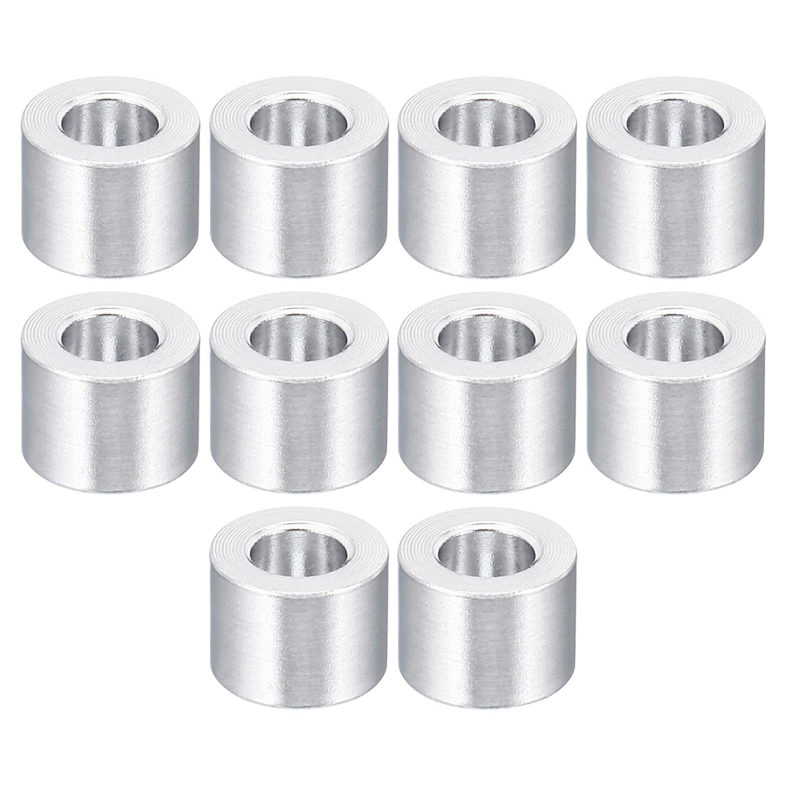 PATIKIL M4 Aluminum Spacer, 10 Pack 4.2mm ID x 8mm OD x 6mm L Metal Spacer Aluminum Round Plain Finish Spacer Screw Standoff for 3/16" or M4 Screw Bolts โ image 1