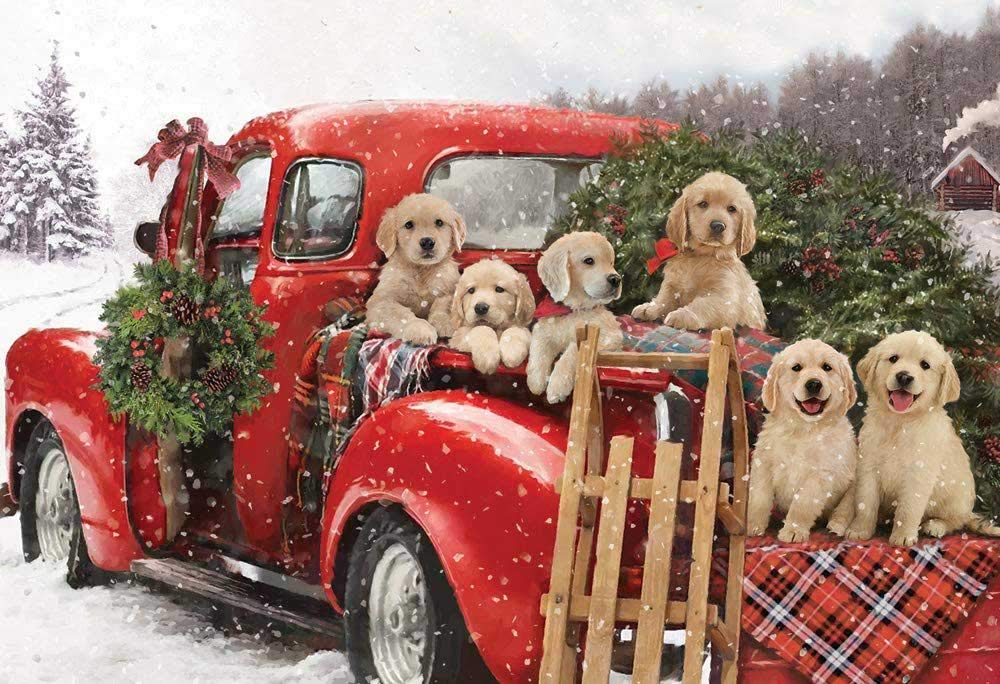 Vermont Christmas Company Puppies Holiday Ride Jigsaw Puzzle 100 Piece, Large Pieces Perfect for Kids and Seniors