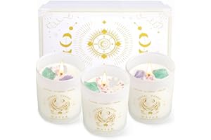 SUHCTUPTX Zodiac Birthday Gifts for Women, Lavender Scented Candles for Women, Soy Candles with Healing Crystals Healing Stones, Spiritual Astrology Gifts Basket (Water-Pisces, Cancer, Scorpio)
