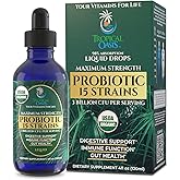 USDA Organic Liquid Probiotics for Men, Women & Kids | 15 Clinically Studied Strains | Digestive Support, Immune & Gut Health | Maximum Strength | 98% Absorption | Vegan, Non-GMO | 40 Serv