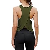 Bestisun Workout Tops for Women Split Back Cropped Yoga Athletic Sports Shirts
