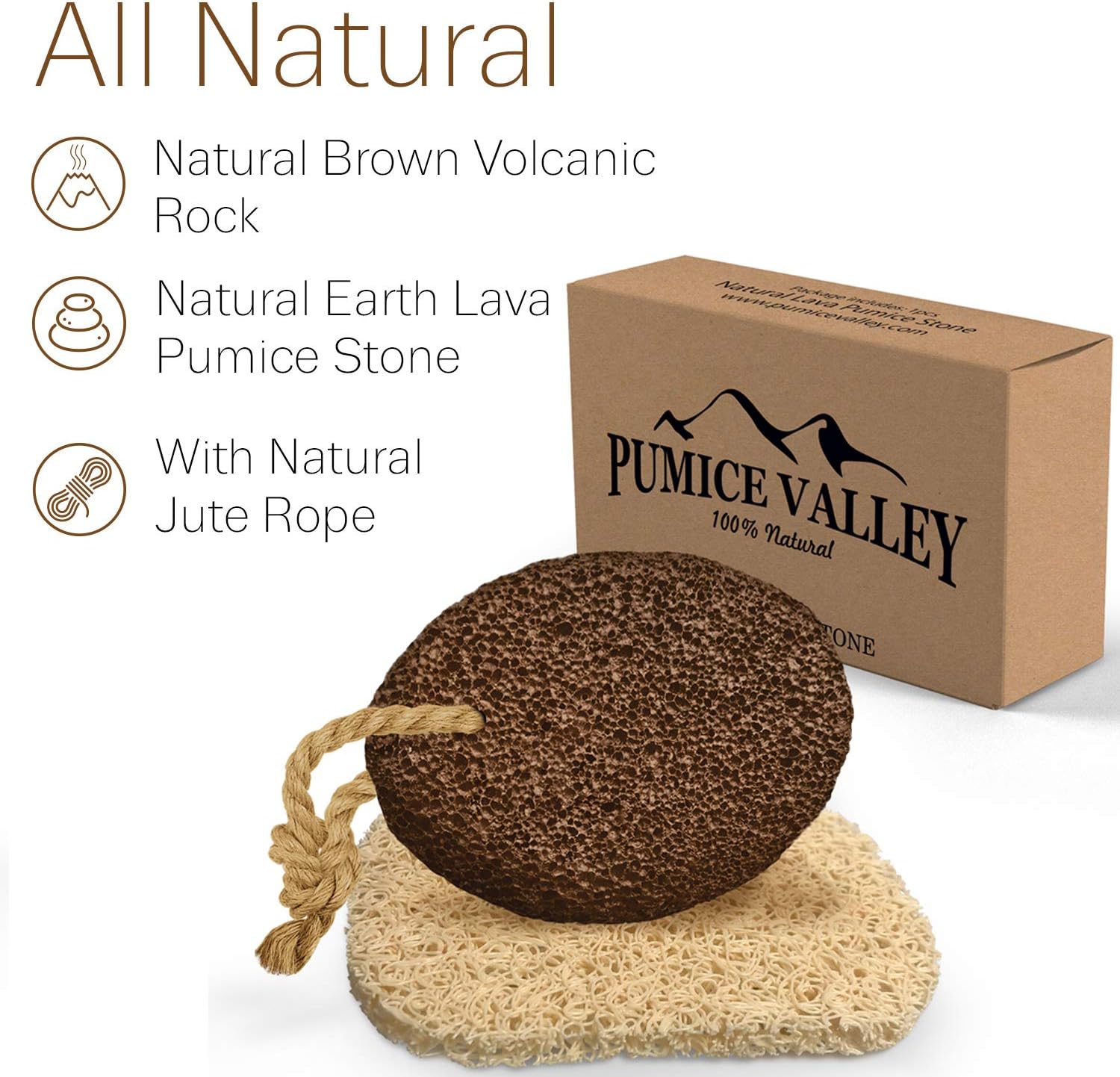 Pumice Stone for Feet - Natural Lava Foot Stone with New Eco-Friendly Holder - Callus Warts Corn Removal - Pedicure Exfoliator for Dry Dead Skin, Heels, Elbows, Hands - Healthy Foot Care Scrubber: Health & Personal Care