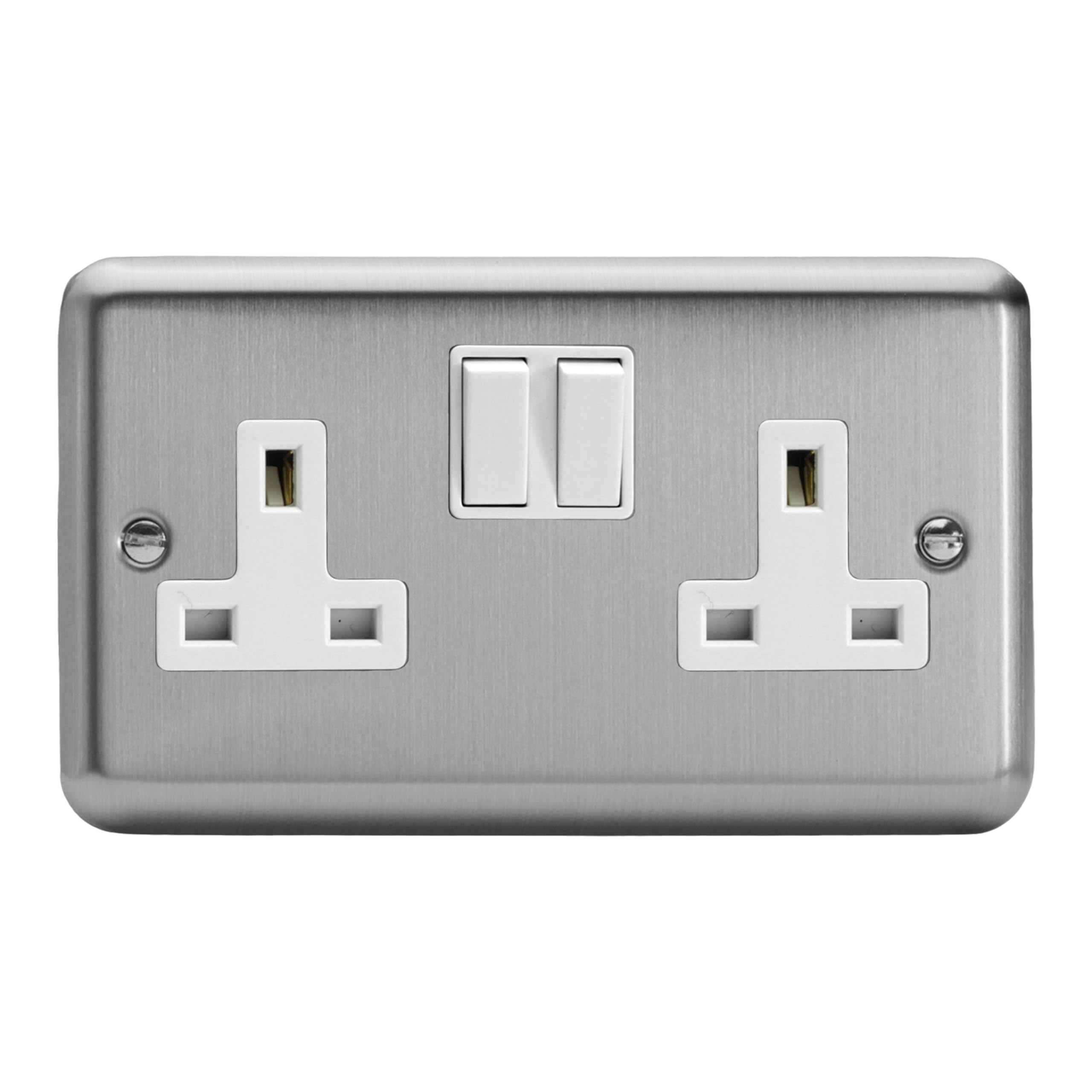 Varilight - 2 Gang 13 Amp Double Switched Socket Matt Chrome - XS5W