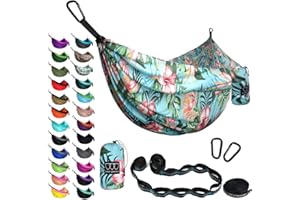 Gold Armour Camping Hammock - Extra Large Double Parachute Hammock (2 Tree Straps 32 Loops,20 ft Included) USA Brand Lightwei