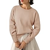 Yousify Womens Crewneck Knit Sweaters Casual Long Sleeve Loose Fit Fall Basic Soft Pullover Jumper Tops