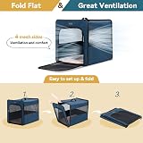 Petsfit Lightweight Foldable Dog Travel Crate Large Blue with Mat view 3