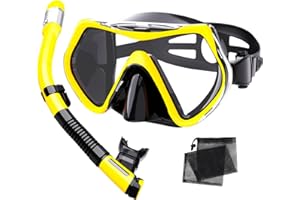 OTOWAVING Snorkeling Gear for Adults,Dry-Top Snorkel Mask Set with Carry Bag,180° Panoramic View, Anti-Fog Anti-Leak Tempered Glass Diving Mask,Adjustable Snorkel Kit for Scuba Diving,Swimming,Snorkeling Travel
