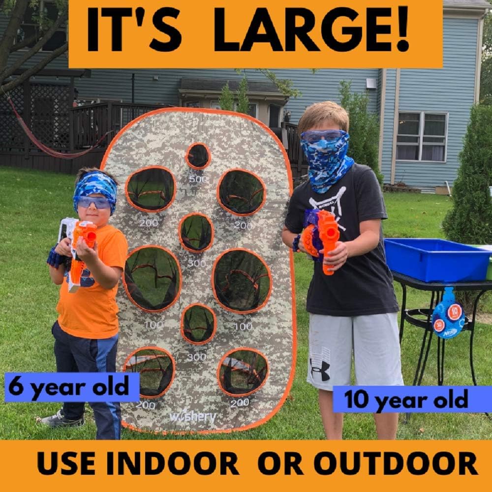 wishery Kids Large Target Compatible with Nerf Guns Mega, Fortnite, Rival, N-Strike Elite Series, Ball Guns. Outdoor Shooting Practice with net. Party, War Games, Gift, Toys for Boys & Girls: Toys & Games