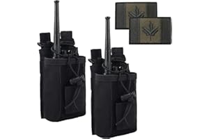 Rouinek 1000D Tactical Radio Holder - Molle Radio Pouch Case Heavy Duty Radio Holster for Two Way Walkie Talkies with 1 Canad