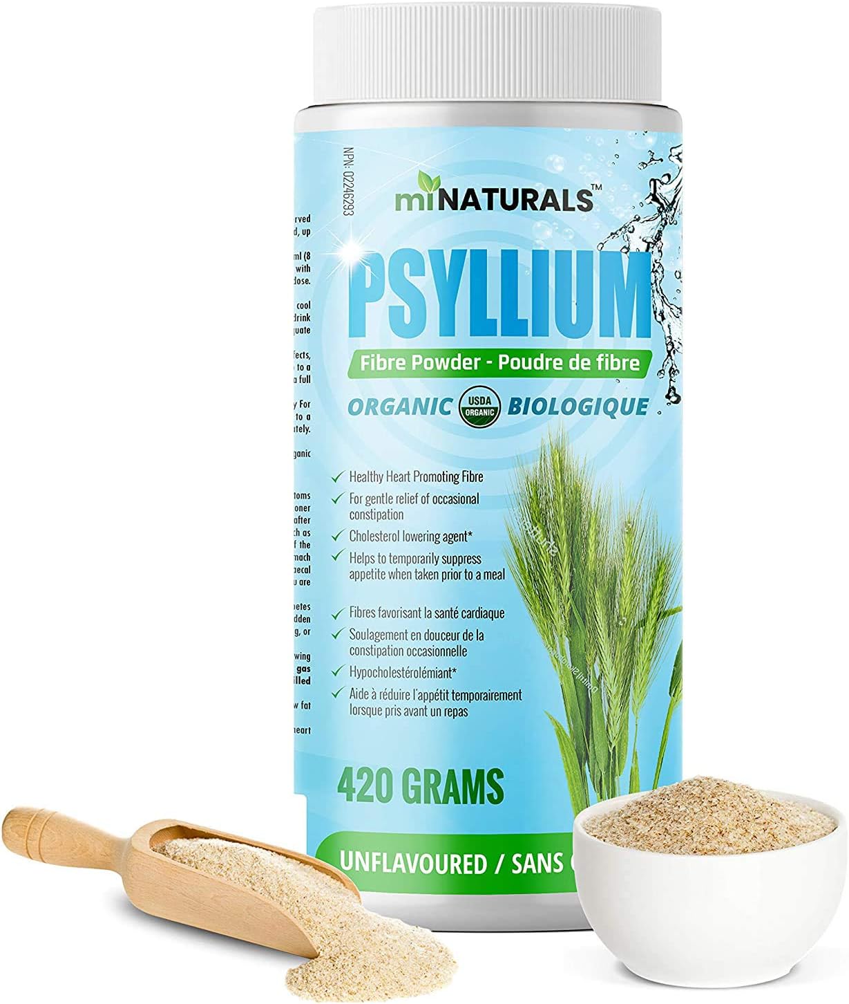 ORGANIC Psyllium Husk Powder, 420 g, USDA Organic Certified, Gluten Free, Vegan, NonGMO