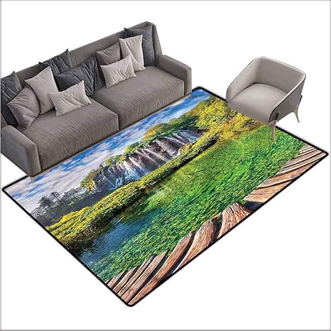 Amazon Com Indoor Super Absorbs Doormat Waterfall Blue Sky Lake