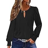 ETCYY Womens Long Sleeve Tops Dressy Casual Blouses Fall Pleated Tunic Trendy Tee Shirts 2026 Vacation Fashion Clothes