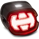 TRUE MODS LED Brake Tail Light for Harley Davidson Arrow Design Smoked Red | DOT Approved, License Plate, Sportster Dyna Fat Boy Road King Electra Glide Ultra Softail Heritage, Rear Assembly